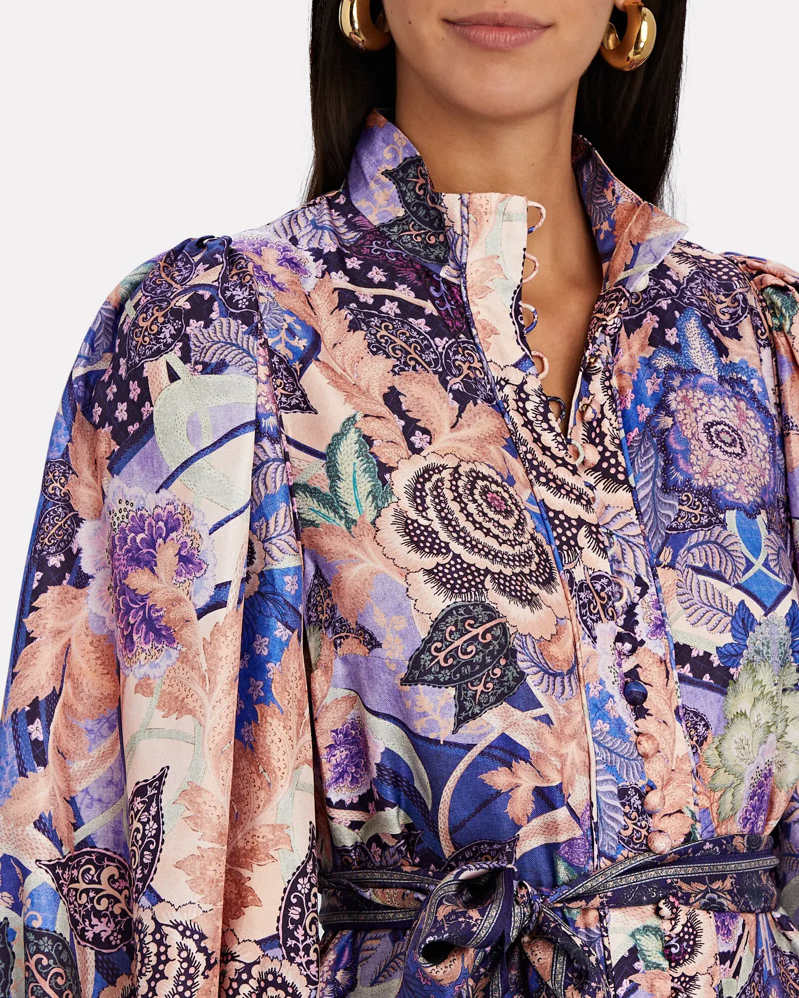 Zimmermann Celestial Buttoned Mini Dress Amethyst Floral Size 1/Au 10 - Image 3