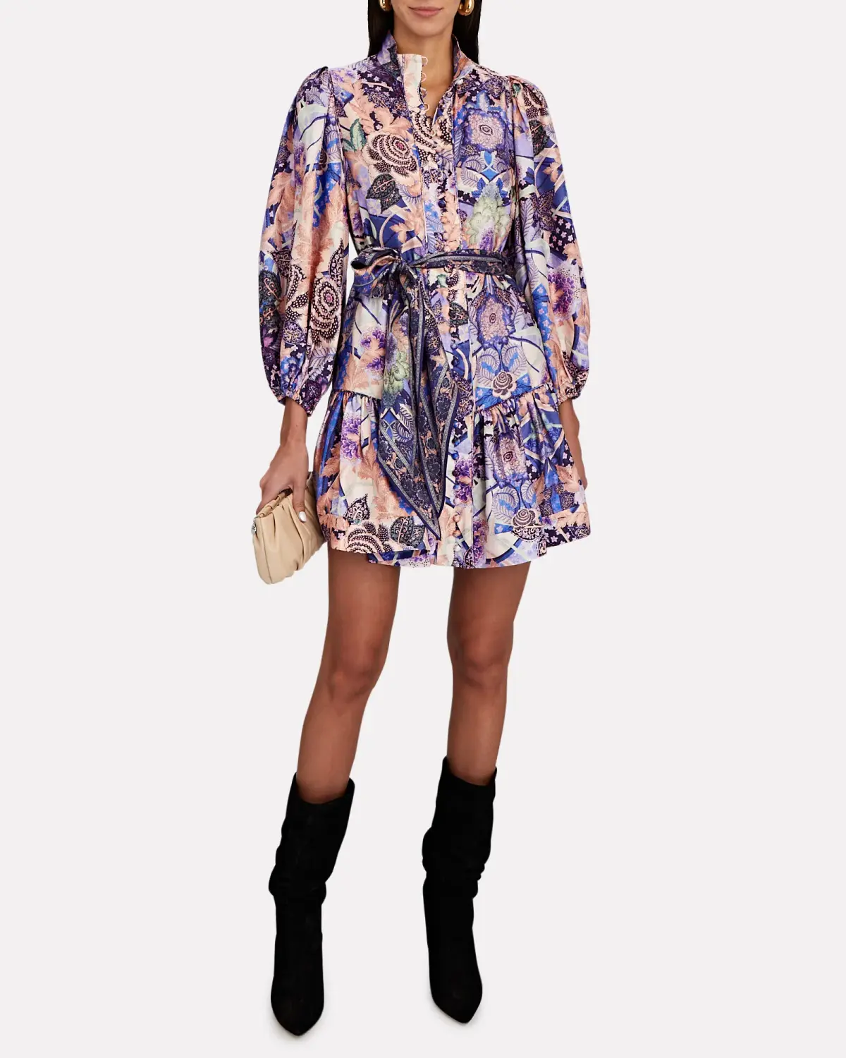 Zimmermann Celestial Buttoned Mini Dress Amethyst Floral Size 1/Au 10 - Image 1