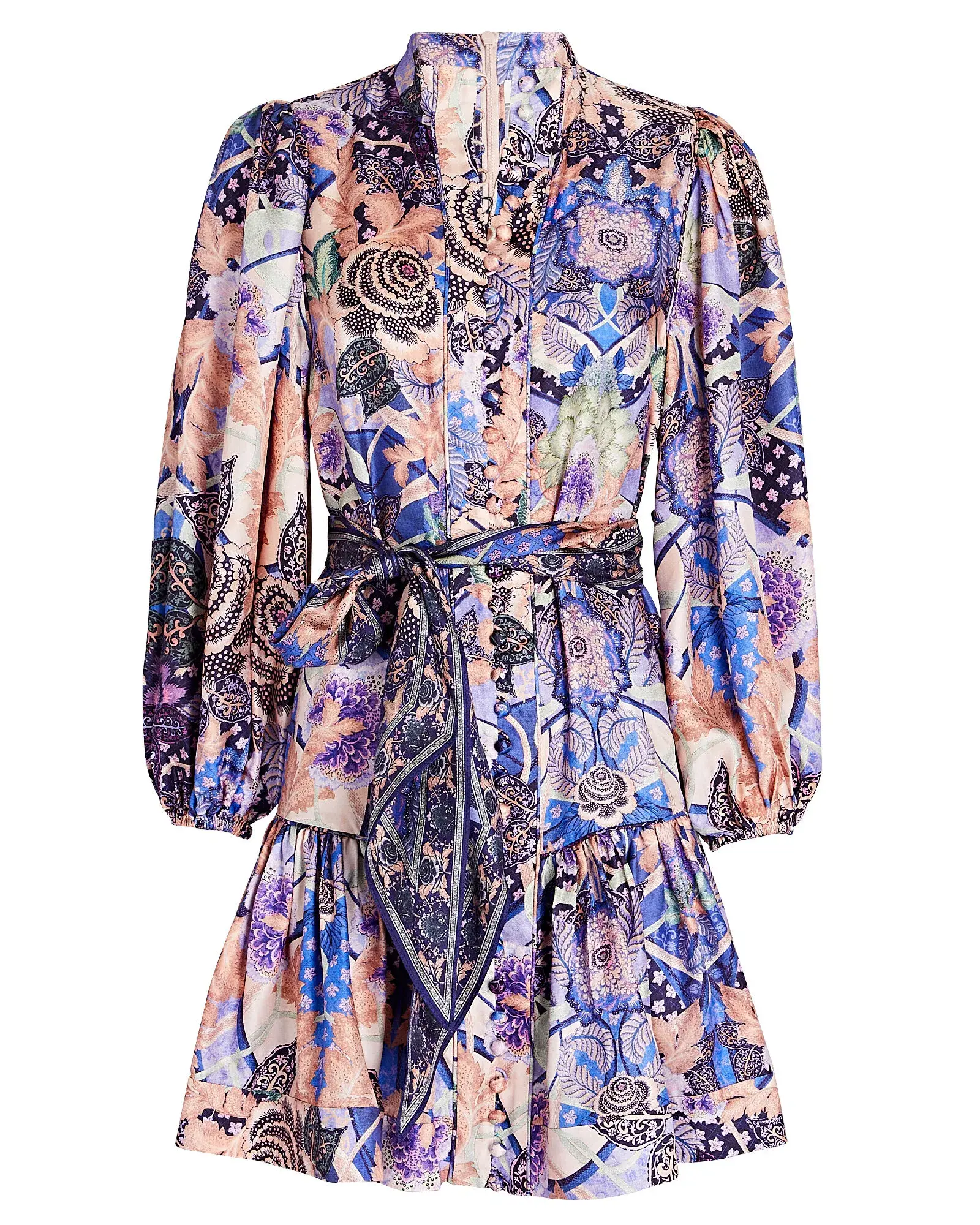 Zimmermann Celestial Buttoned Mini Dress Amethyst Floral Size 1/Au 10 - Image 4