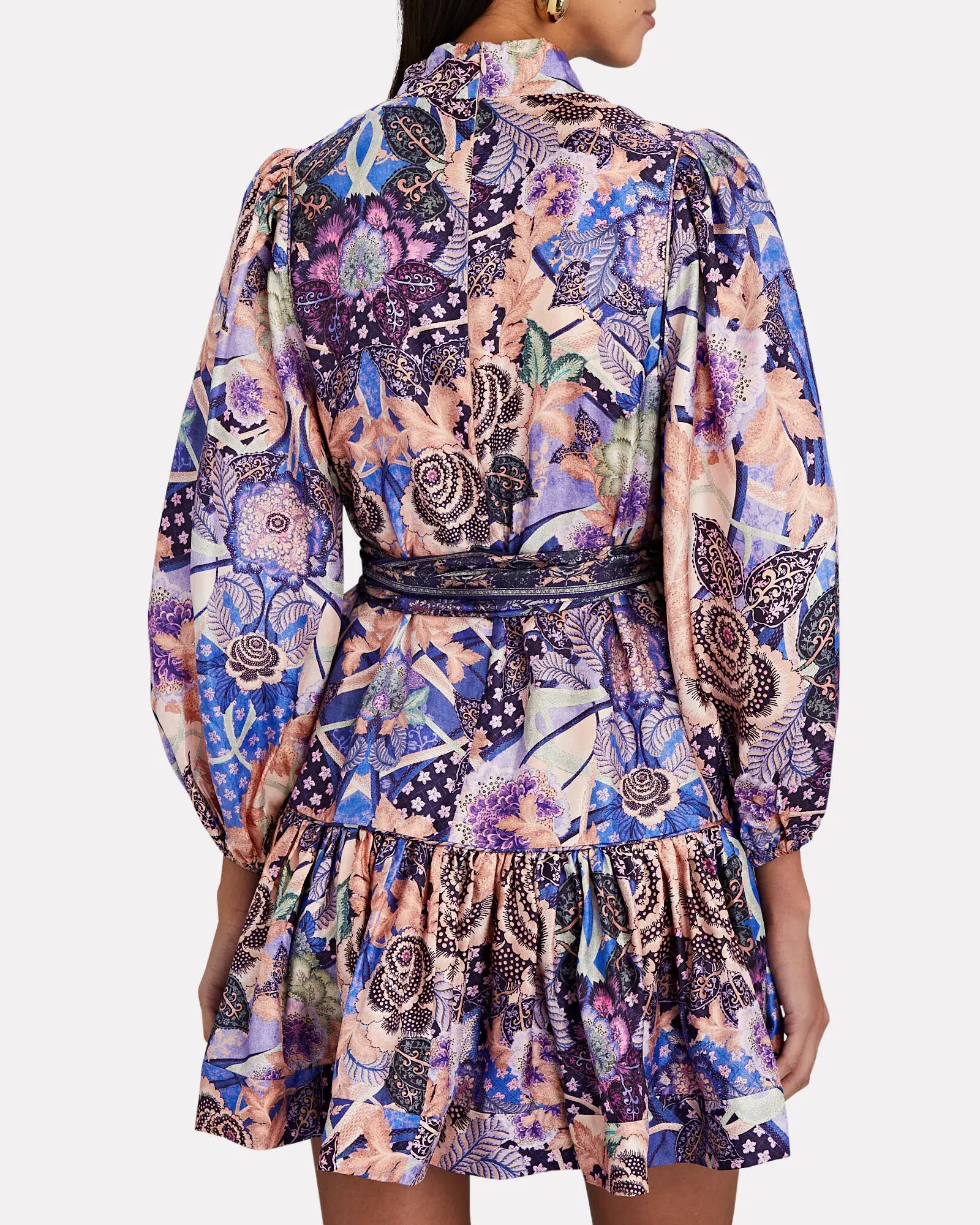 Zimmermann Celestial Buttoned Mini Dress Amethyst Floral Size 1/Au 10 - Image 2