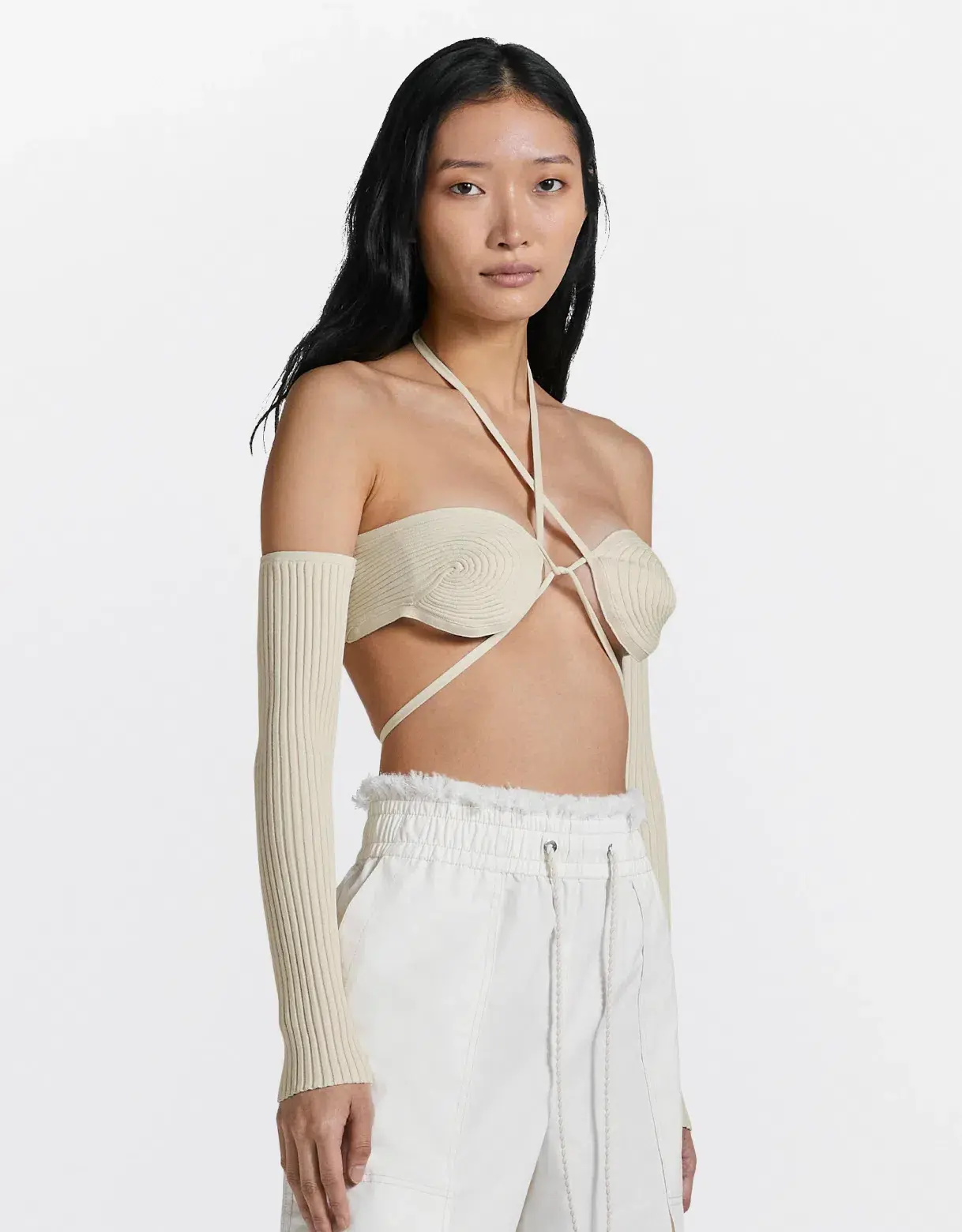 Dion Lee Spiral Rib Bralette Cream Size S/Au 8 - Image 2