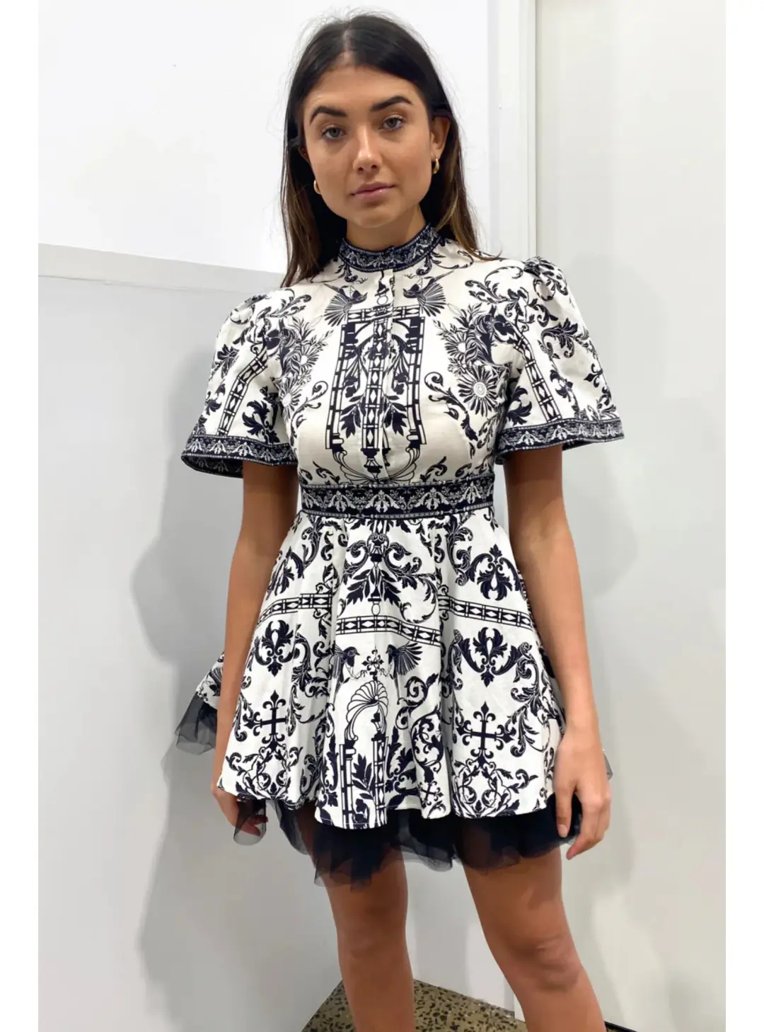 Leo Lin Baroque Sun Mini Dress Print Size AU 12 for rent on The Volte - main image