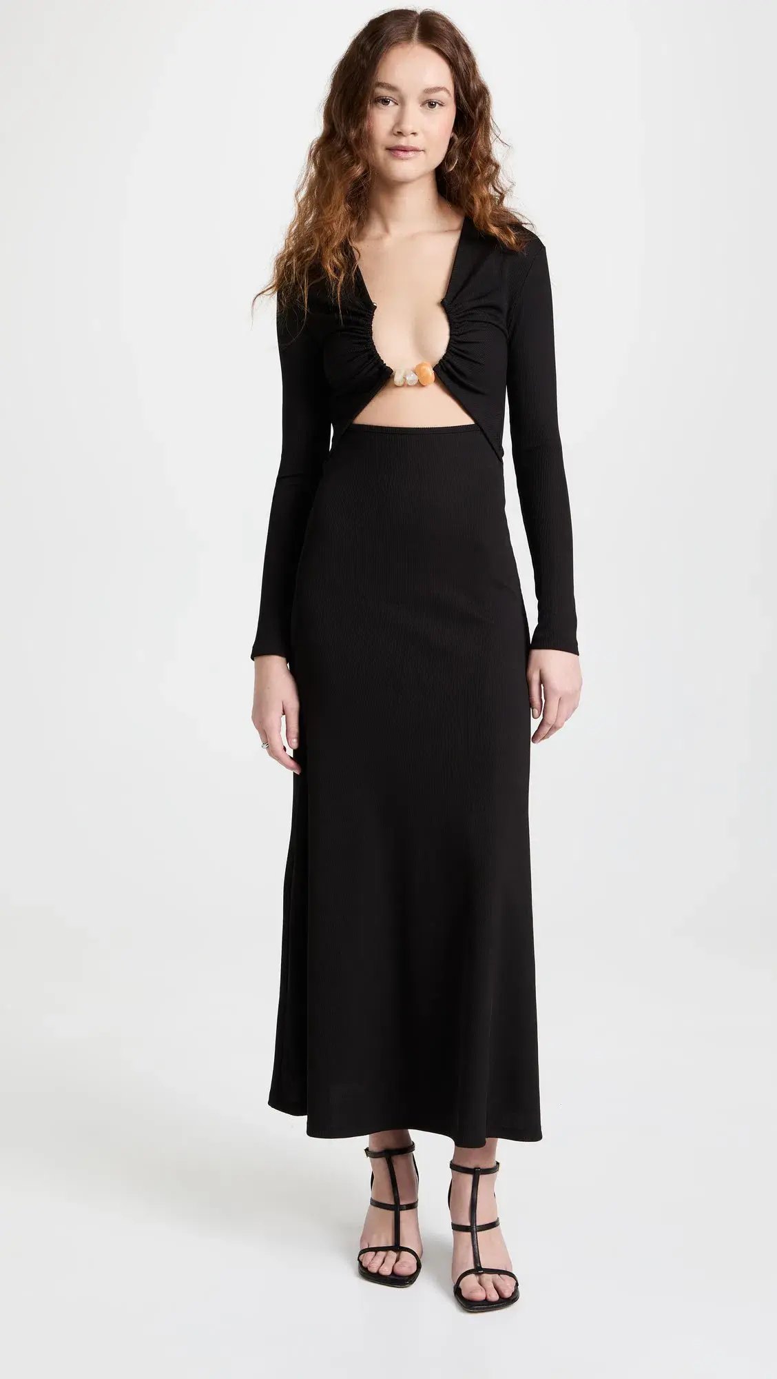 Christopher Esber Split Quartz Ruched Dress Black Size 8 - Image 1