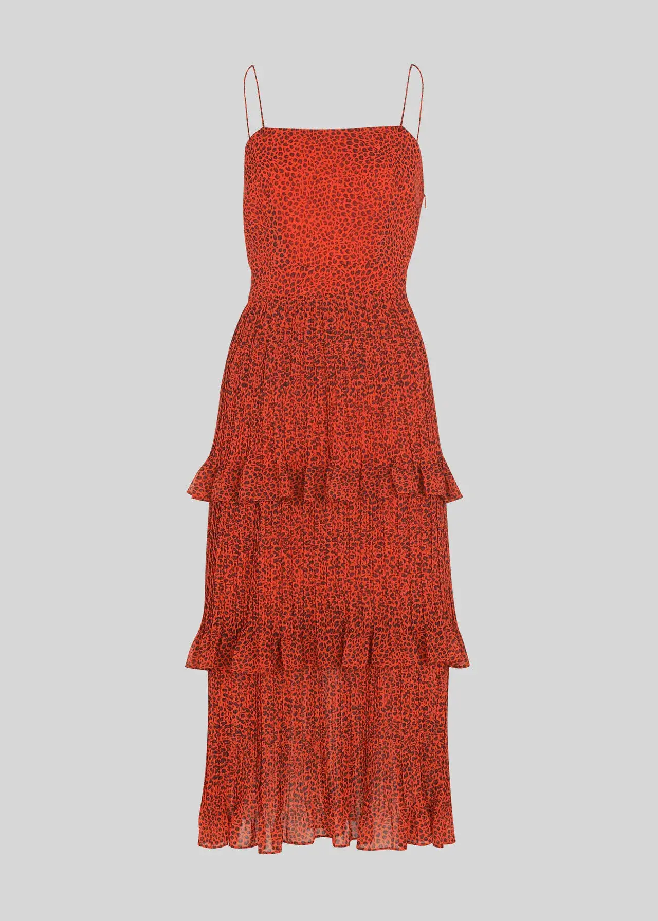 Whistles Mini Pleated Leopard Dress Red Print size 10 - Image 3