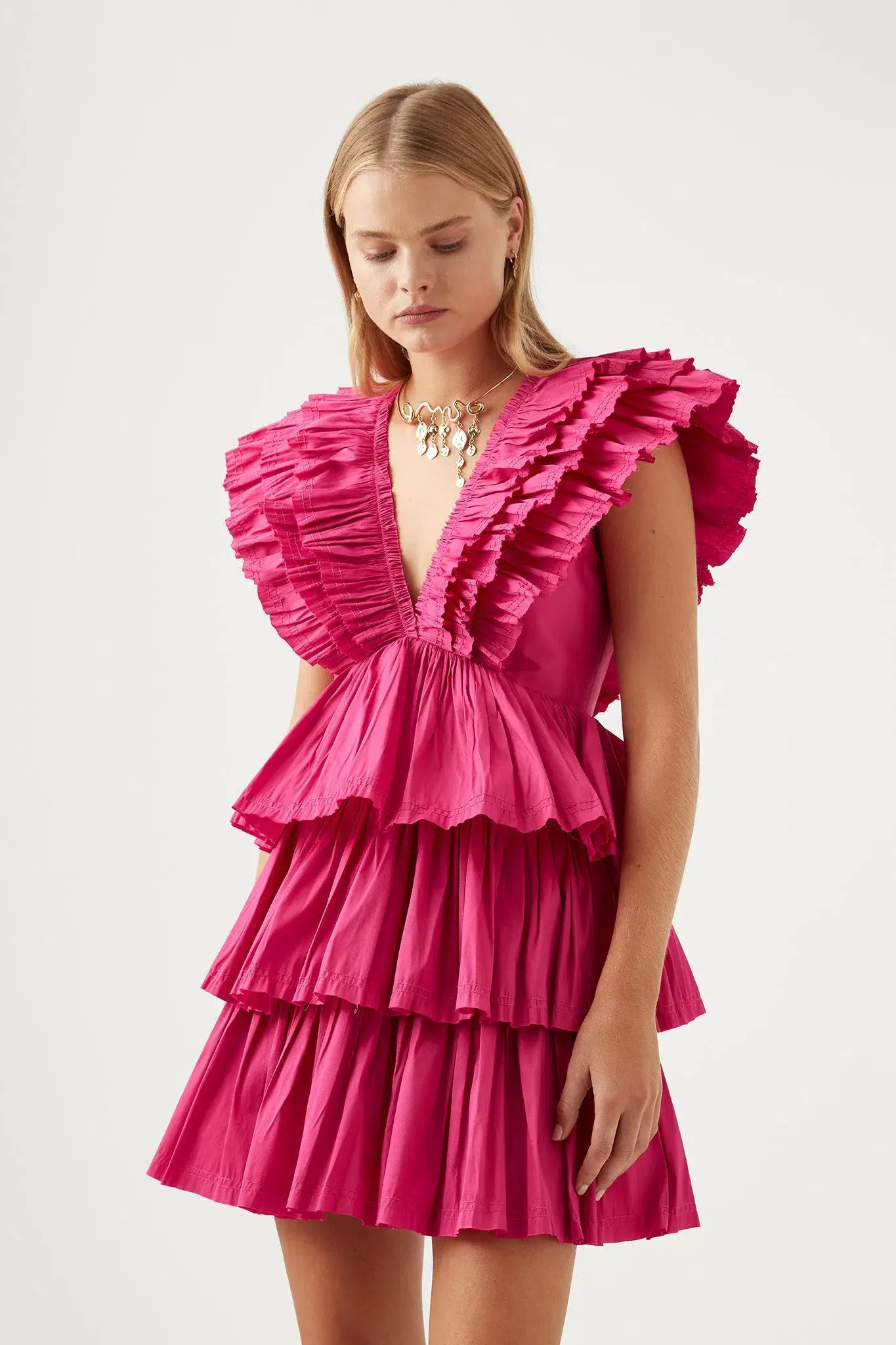 Aje Rhythmic Frilled Dress Pink Size 6 - Image 2
