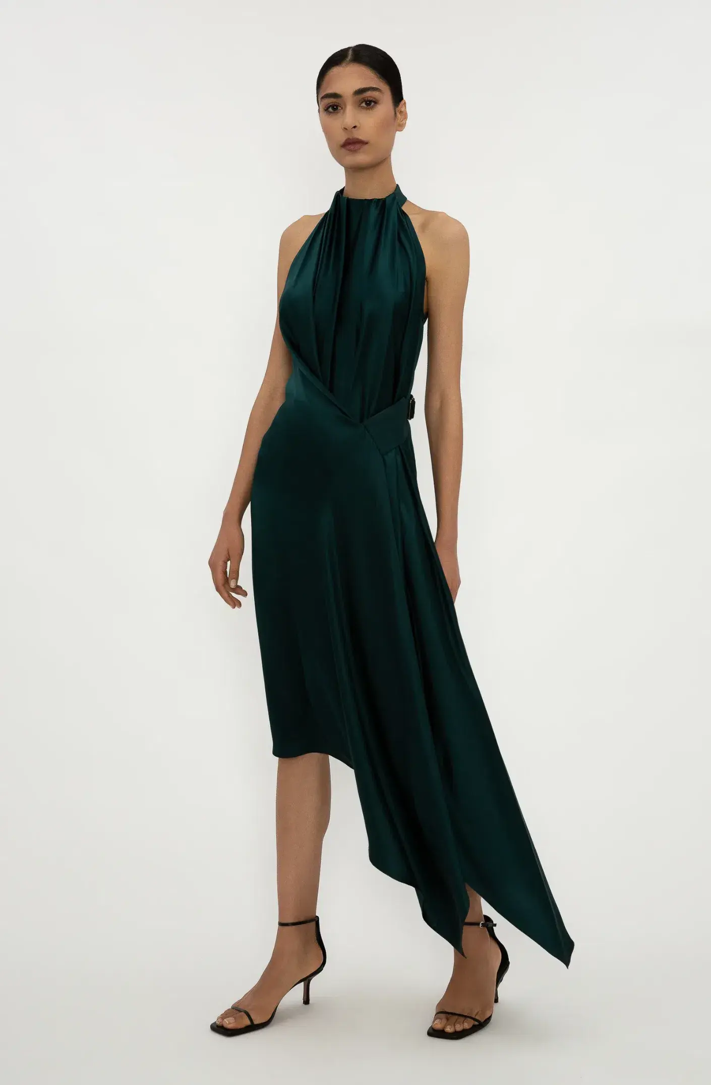Bianca Spender Petrol Silk Isabella Dress Green Size 8 - Image 1