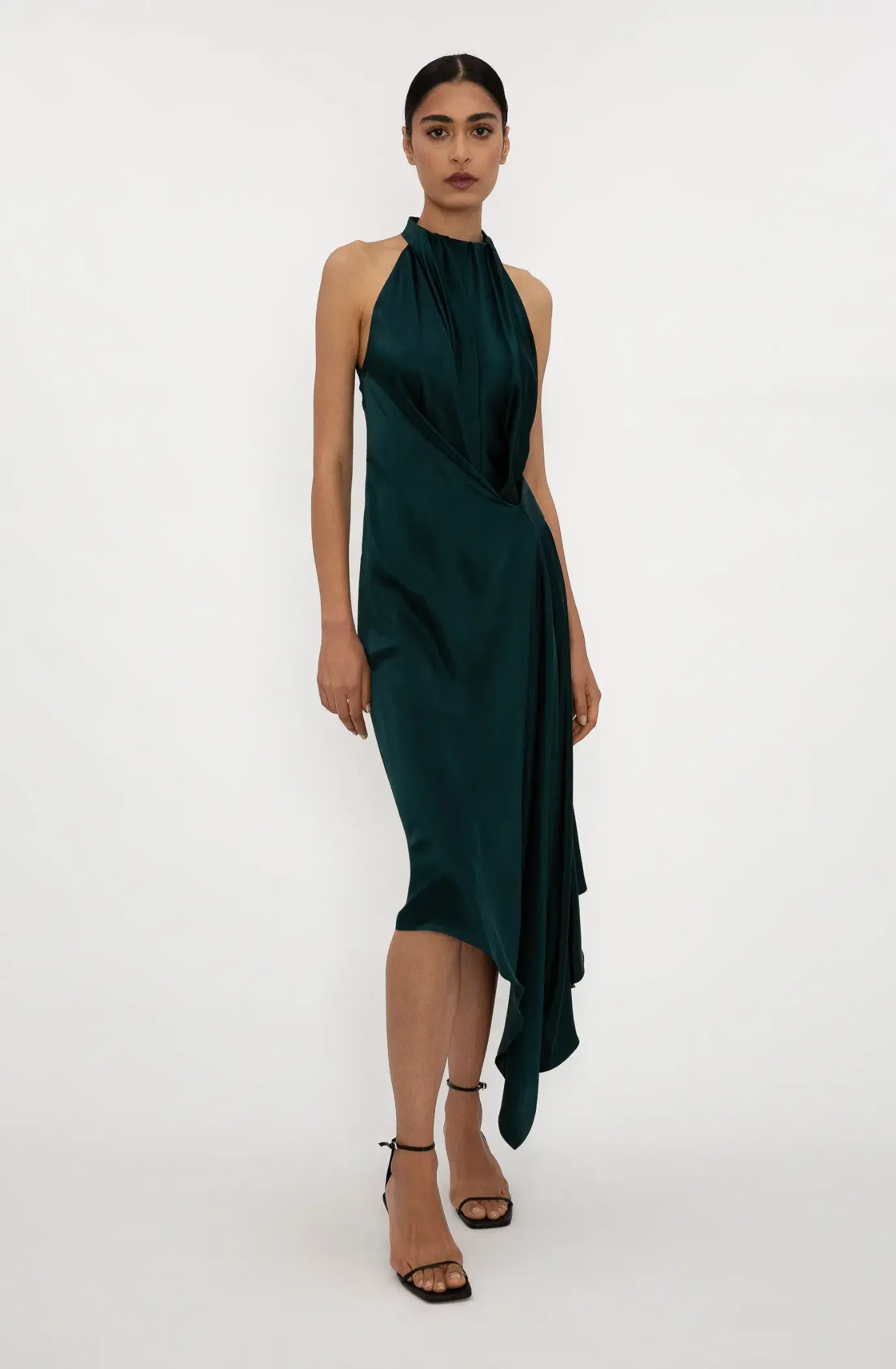 Bianca Spender Petrol Silk Isabella Dress Green Size 8 - Image 3