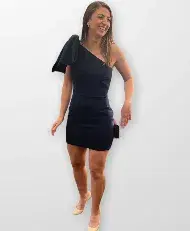 Rebecca Vallance Hamptons Bow Mini Dress Navy Size 10 for rent on The Volte - main image