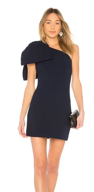 Rebecca Vallance Hamptons Bow Mini Dress Navy Size 10 for rent on The Volte - main image