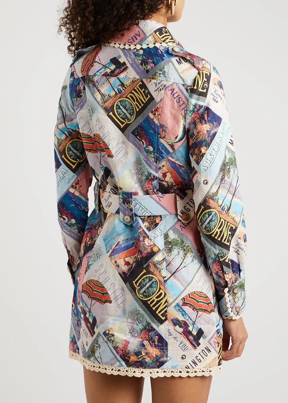 Zimmermann Postcard Shirt Mini Dress Small Poster Print Size 0P/Au 6 - Image 2