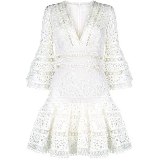 Zimmermann Lovelorn Floral Flutter Dress Ivory Size 3/Au 14 - Image 3
