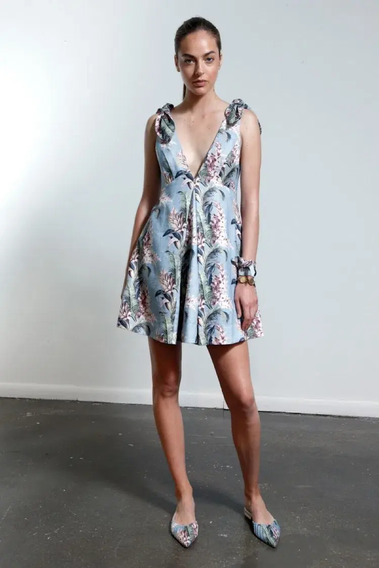 Zimmermann Winsome Trapeze Dress in Blue Floral Size 0/Au 8 - Image 2