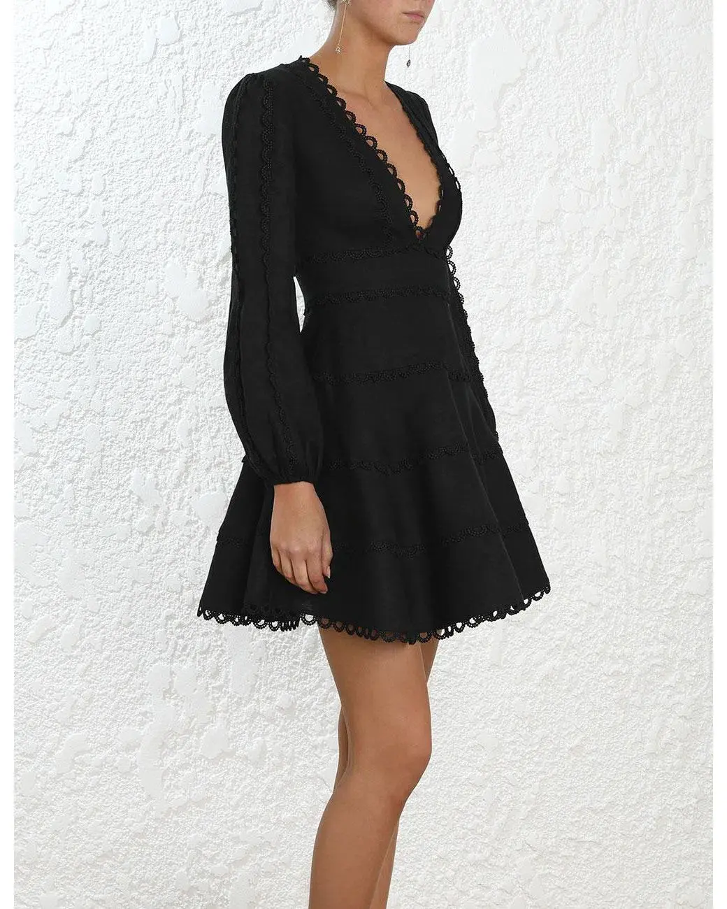 Zimmermann Heathers Flounce Short Dress Black Size 1/Au 10  - Image 4