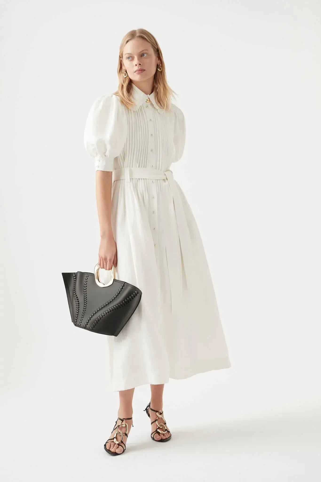 Aje Madeleine Belted Midi Dress Ivory Size 6  - Image 1