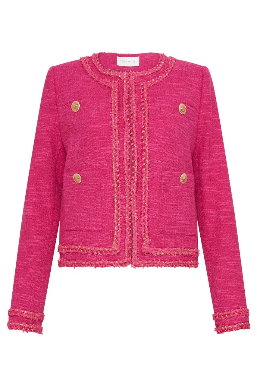 Rebecca Vallance Anita Button Mini Dress And Jacket Hot Pink Size 6 - Image 8