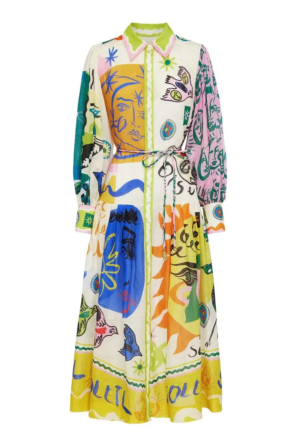 Alemais Soleil Patchwork Shirtdress - Size 12 for rent on The Volte - main image