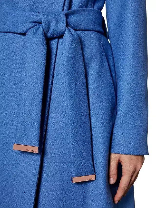 Ted Baker Sandra Wool Blend Wrap Coat Mid Blue Size 1 / Au 8 - Image 5
