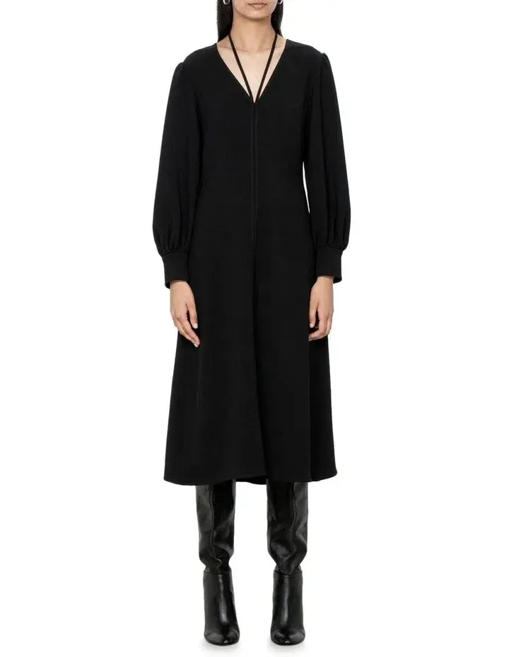 Veronika Maine Eco Crepe Midi Dress Black Size 6 for rent on The Volte - main image