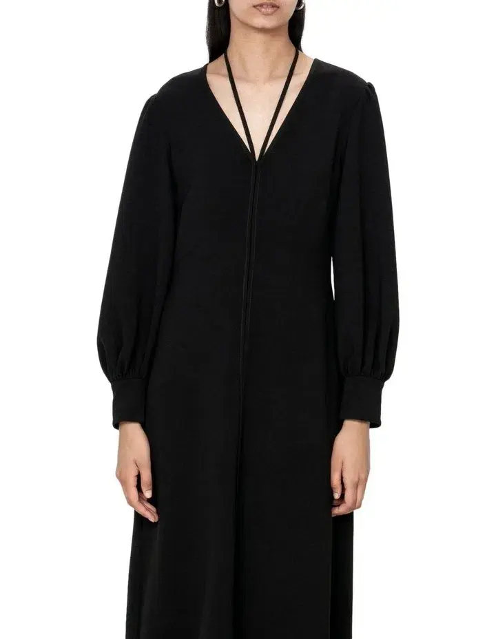 Veronika Maine Eco Crepe Midi Dress Black Size 6 for rent on The Volte - main image
