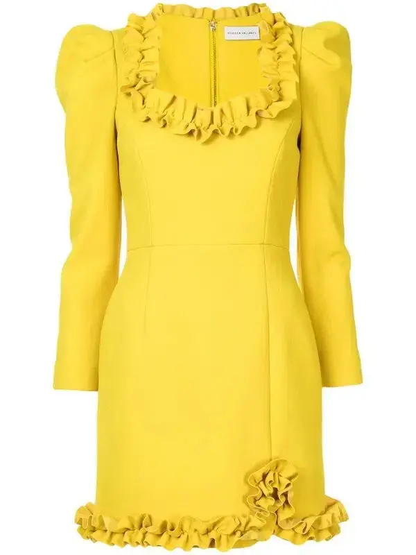 Rebecca Vallance Baci Long Sleeve Mini Dress Yellow Size 12 - Image 3