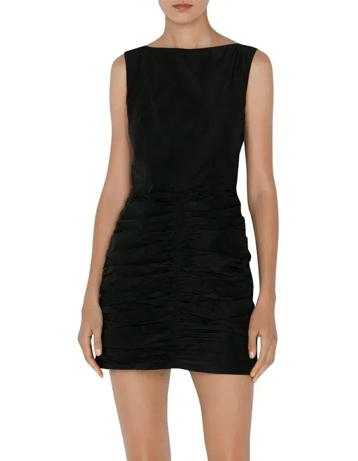 Cue Tech Ruched Mini Dress Black Size 8 - Image 2