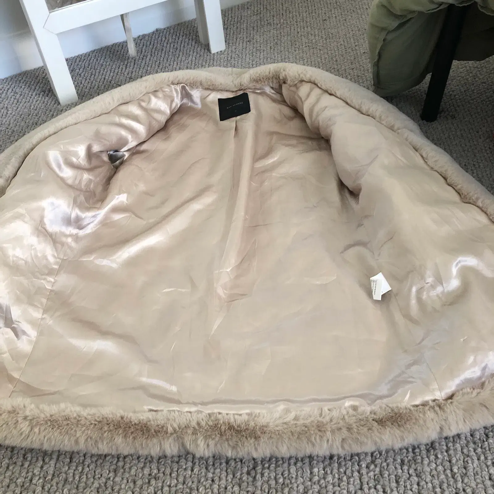 San Sloane Crawford Faux Fur Jacket Light Tan Size XS / Au 6 - Image 7