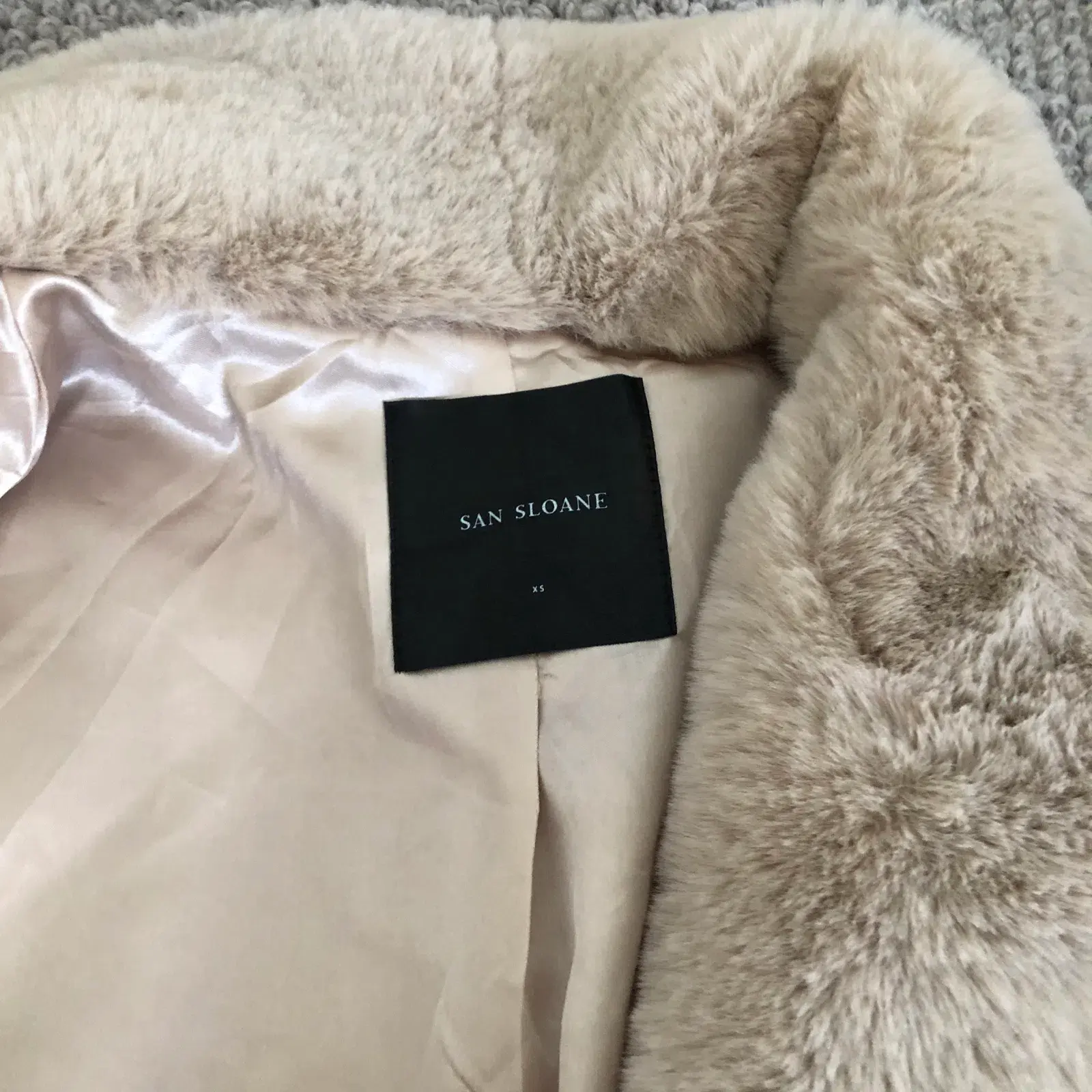San Sloane Crawford Faux Fur Jacket Light Tan Size XS / Au 6 - Image 6
