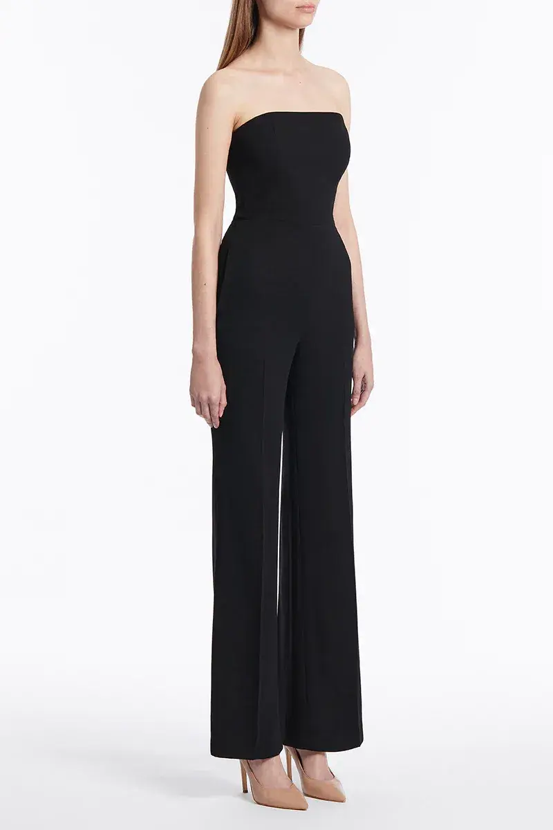 Carla Zampatti Crepe Strapless Jumpsuit Black Size XS / Au 6 - Image 2
