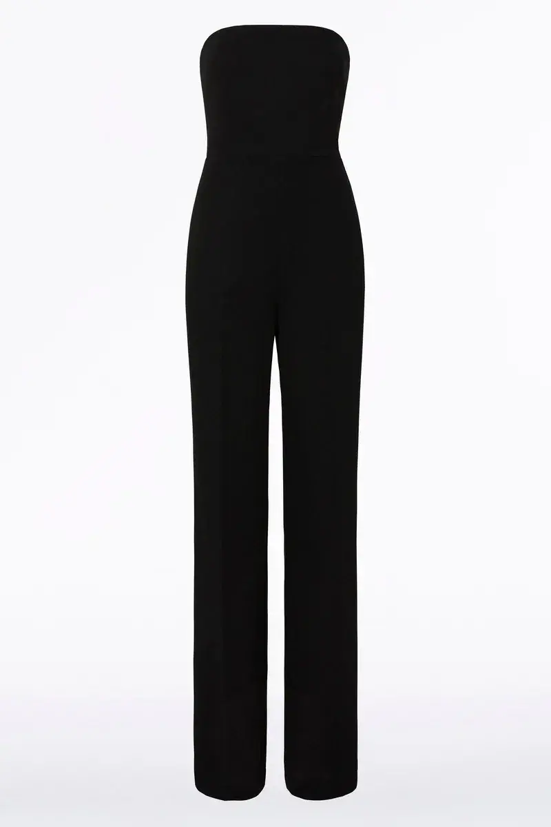 Carla Zampatti Crepe Strapless Jumpsuit Black Size XS / Au 6 - Image 4