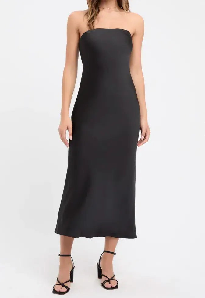Kookai Belle Strapless Slip Midi Dress Black Size 14 - Image 1