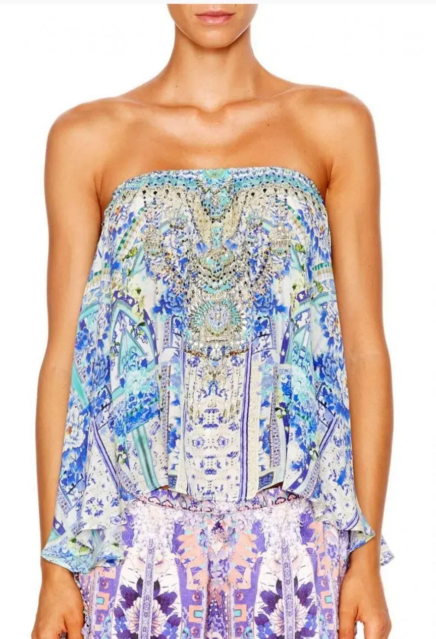 Camilla Porcelain Paradise Strapless Top Size 10 - Image 3