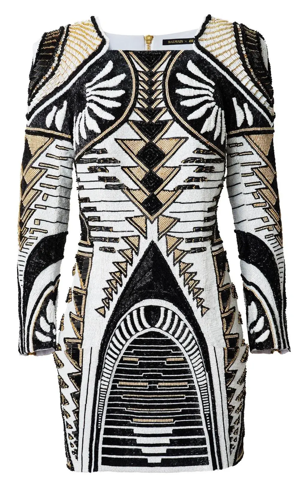 Balmain x H&M Embellished Long Sleeve Mini Dress Beaded Size 10 - Image 4