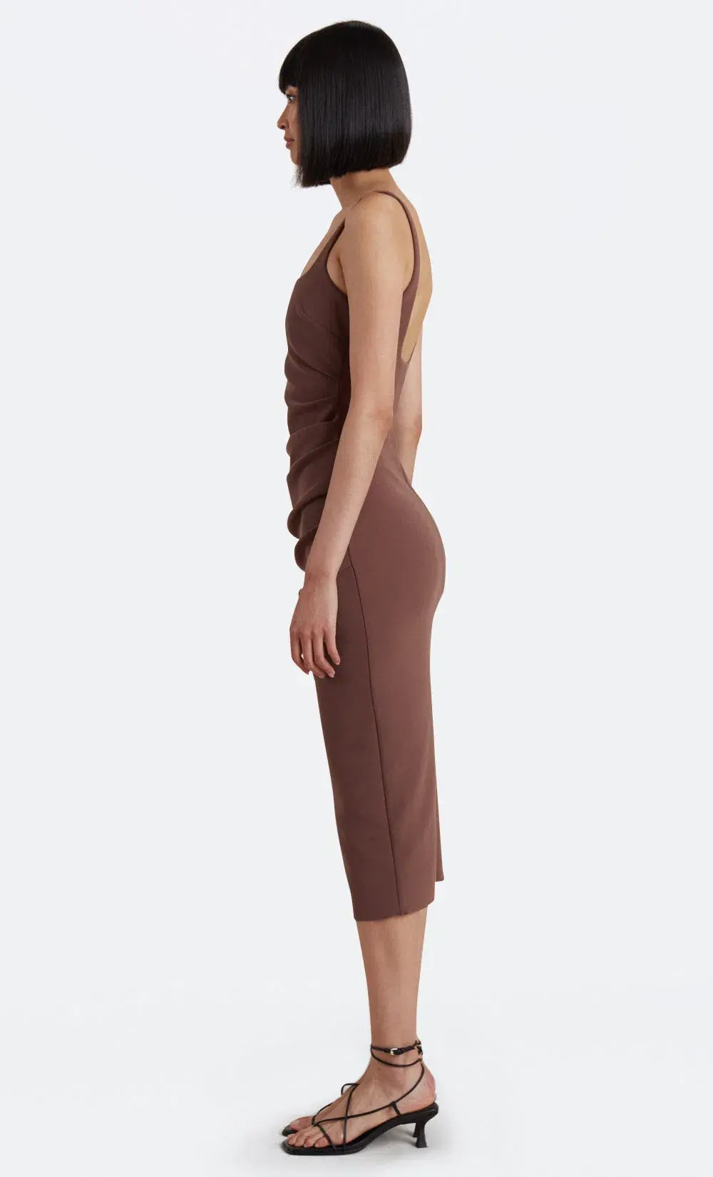 Bec & Bridge Karina Tuck Midi Dress Brown Size 6 / XS - Image 4