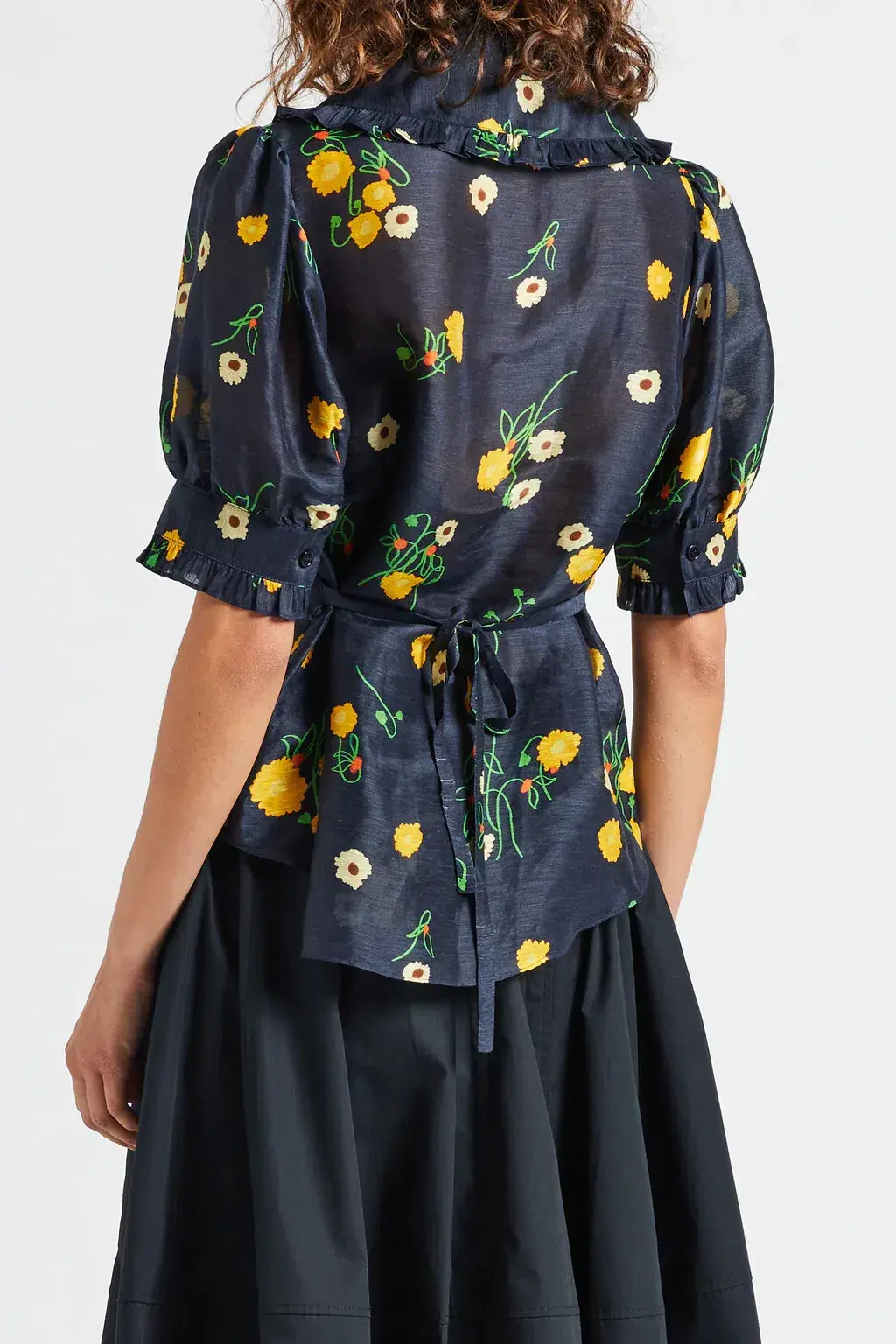 Lee Mathews Ketty Blouse in Navy Floral Size 1/Au 8 - Image 5