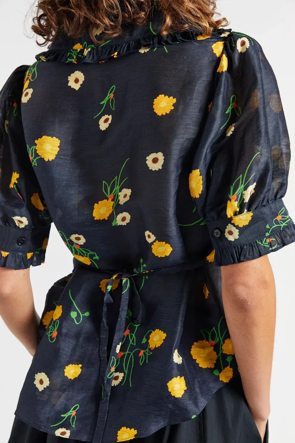Lee Mathews Ketty Blouse in Navy Floral Size 1/Au 8 - Image 4