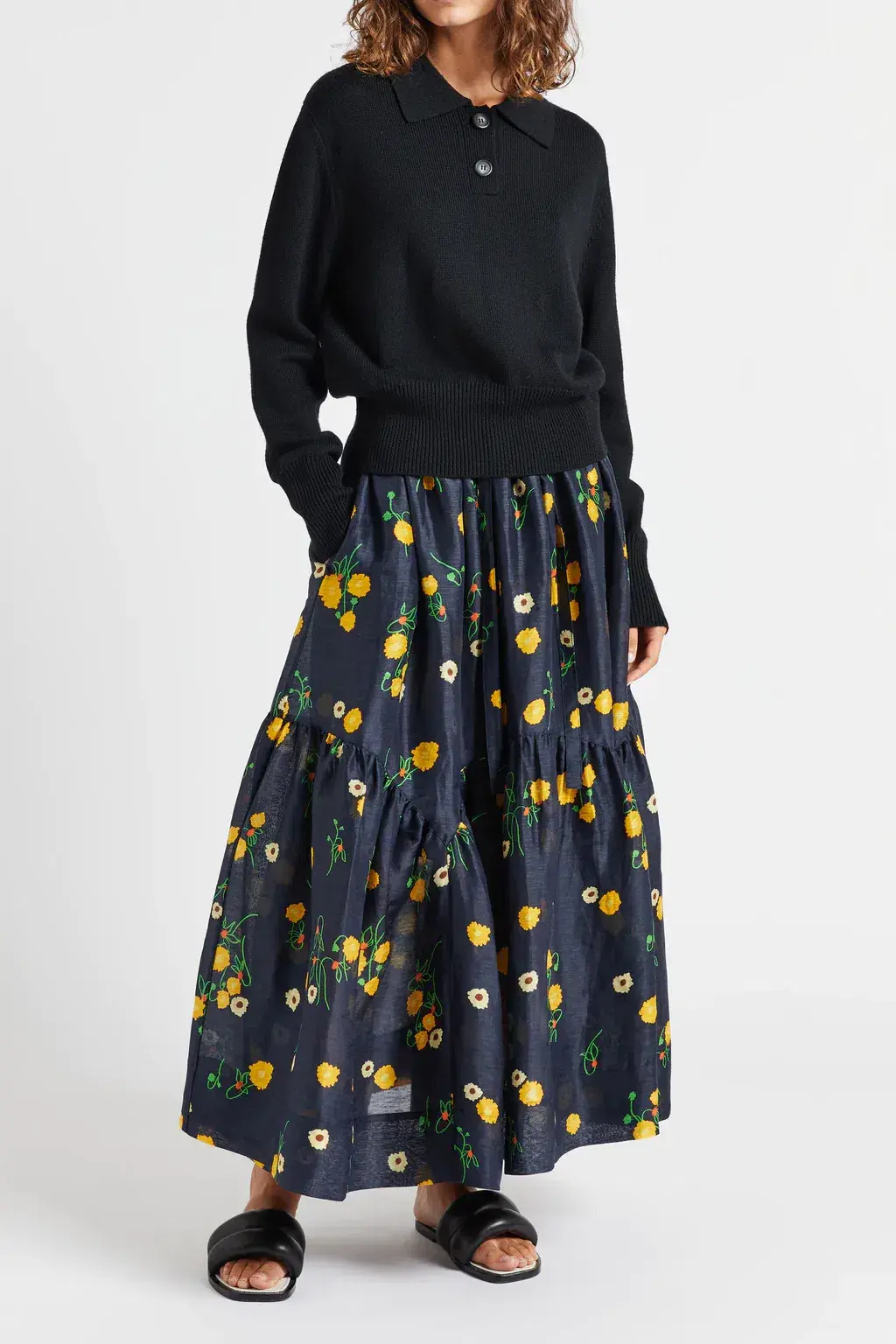Lee Mathews Ketty Maxi Skirt in Navy Floral Size 1/Au 8 - Image 1