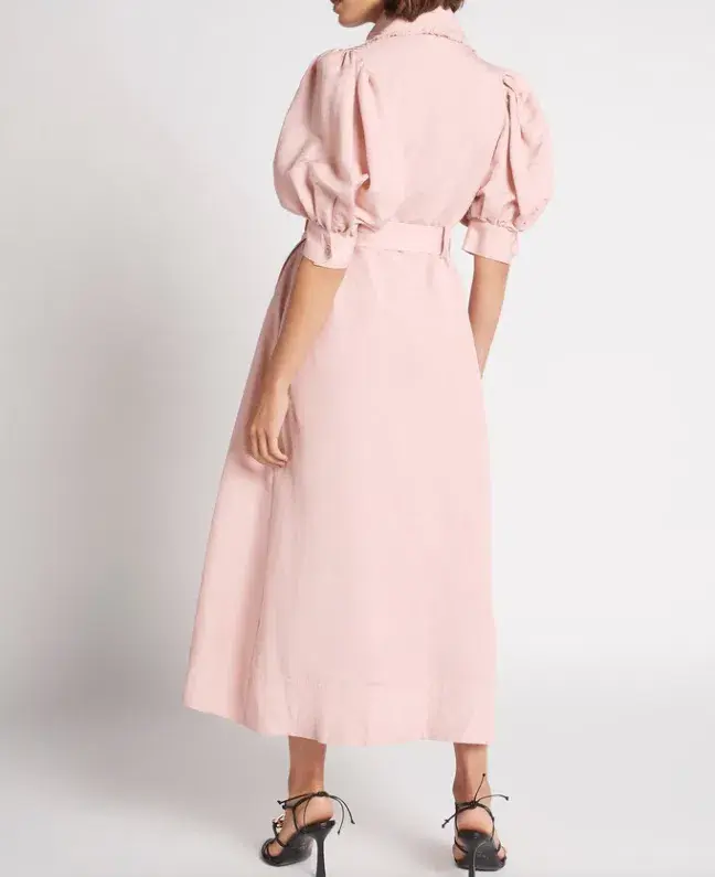 Aje Madeleine Belted Midi Dress Dusty Pink Size 16 - Image 2