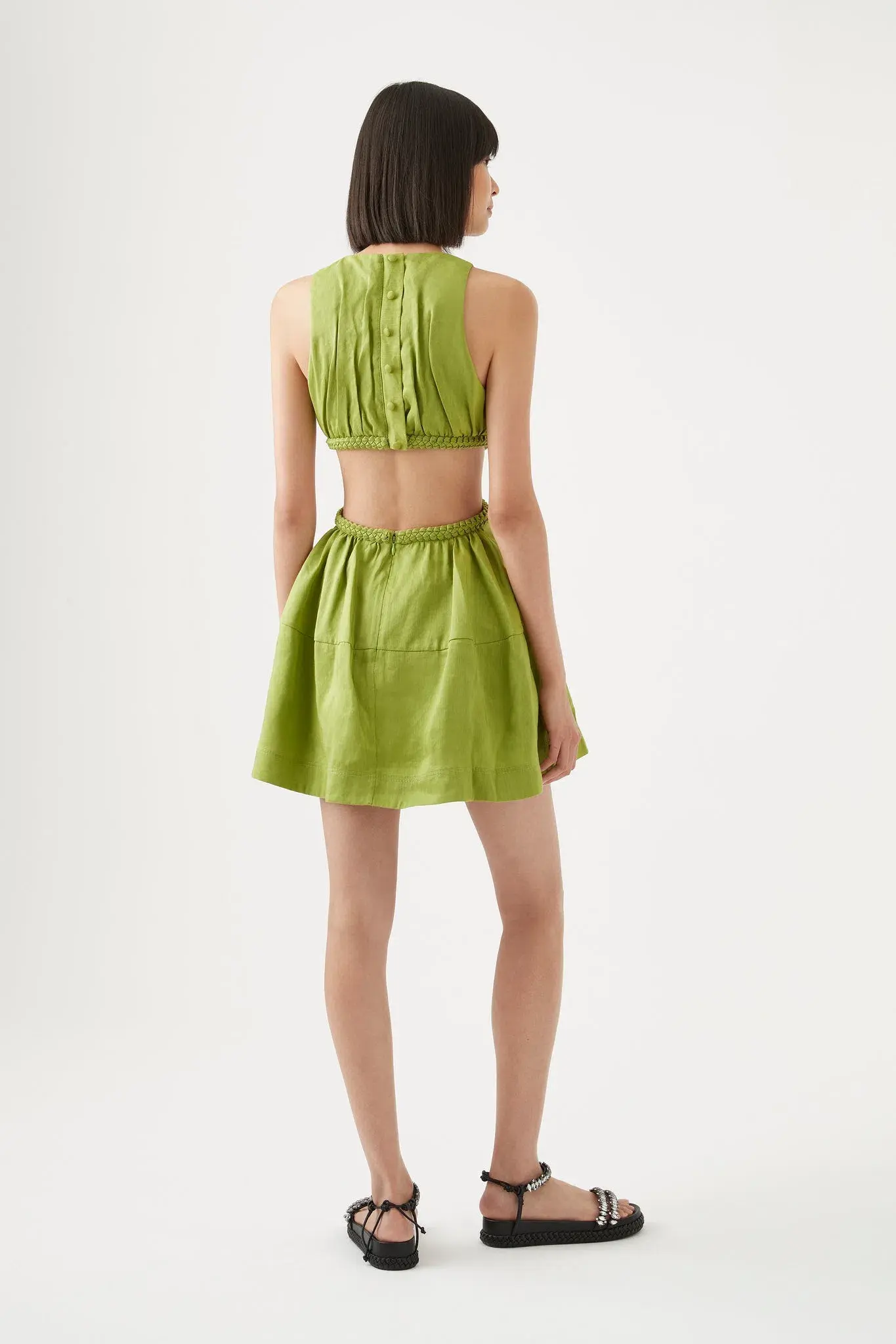 Aje Voyage Cut Out Mini Dress Green Size 6 - Image 4