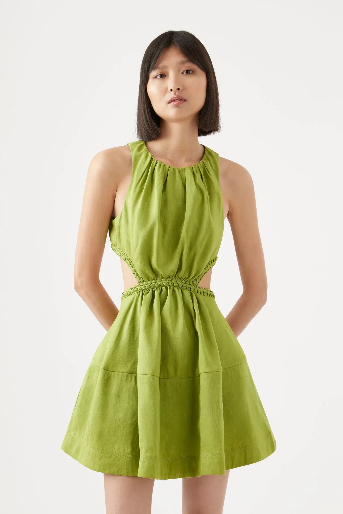 Aje Voyage Cut Out Mini Dress Green Size 6 - Image 2