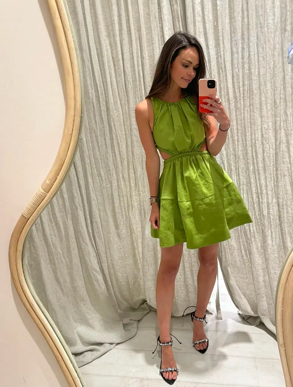 Aje Voyage Cut Out Mini Dress Green Size 6 - Image 3