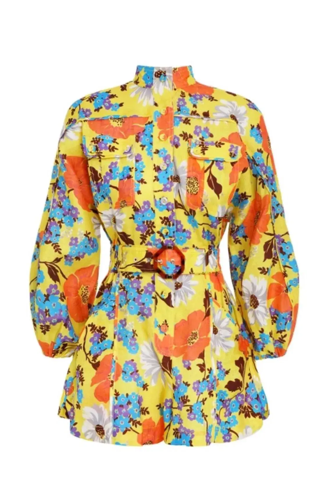 Zimmermann Linen Estelle Panelled Playsuit in Yellow Size 1/Au 10 - Image 3