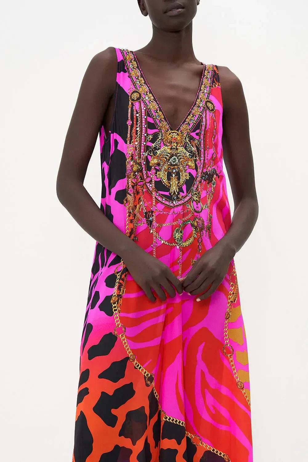 The Always Change Your Spots V Neck Flared Jumpsuit Pink Print Size S/Au 8 - Image 4