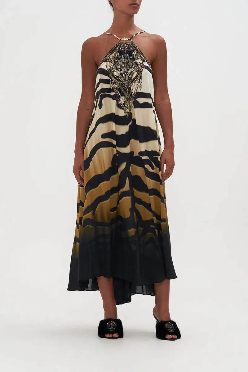 Camilla The Tame My Tiger Gather Neck Halter Maxi Dress Print Size AU 8 - Image 1