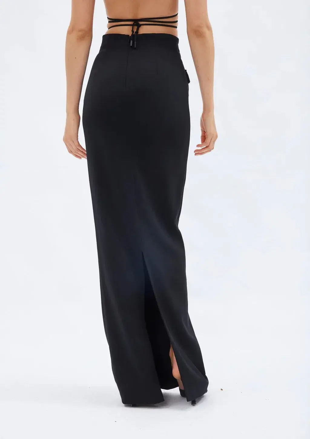 Monot Seashell Bra Top & High Low Maxi Skirt Set Black Size 6 - Image 5