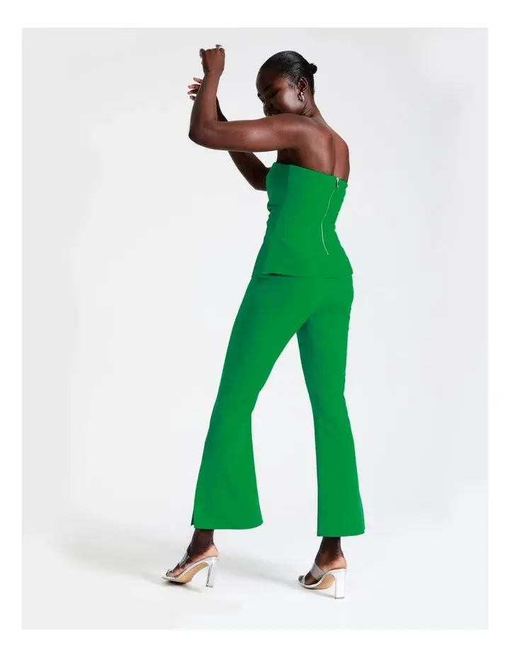 Wayne Cooper Flare Pants and Strapless Bodie Set in Green Bee Size 10 for rent on The Volte - main image