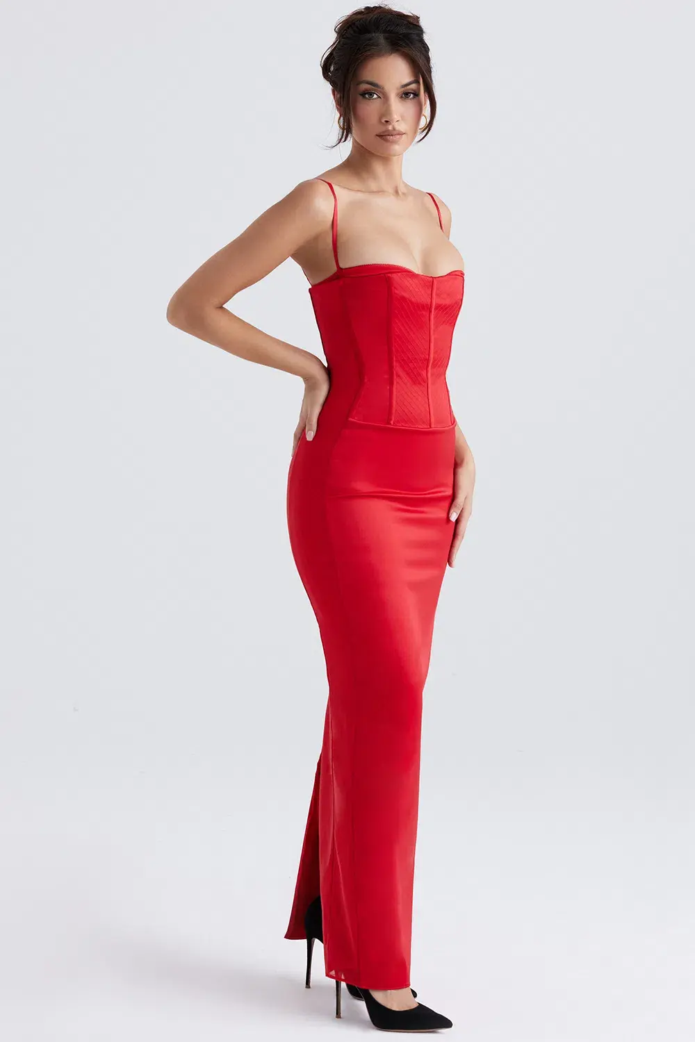 House of CB Shani Corset Maxi Dress Red Size 8  - Image 3