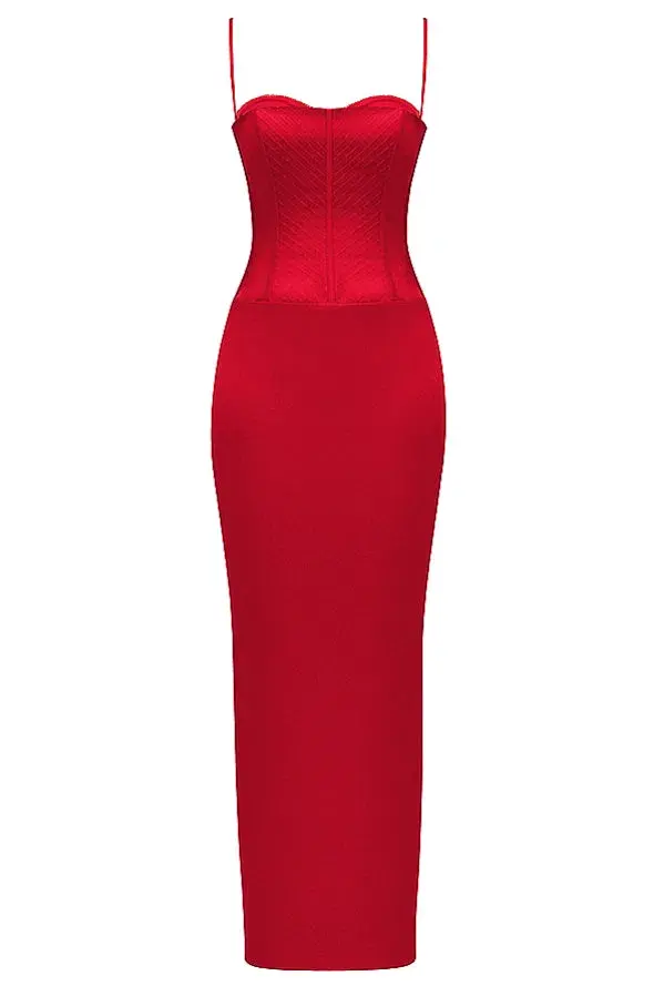 House of CB Shani Corset Maxi Dress Red Size 8  - Image 6