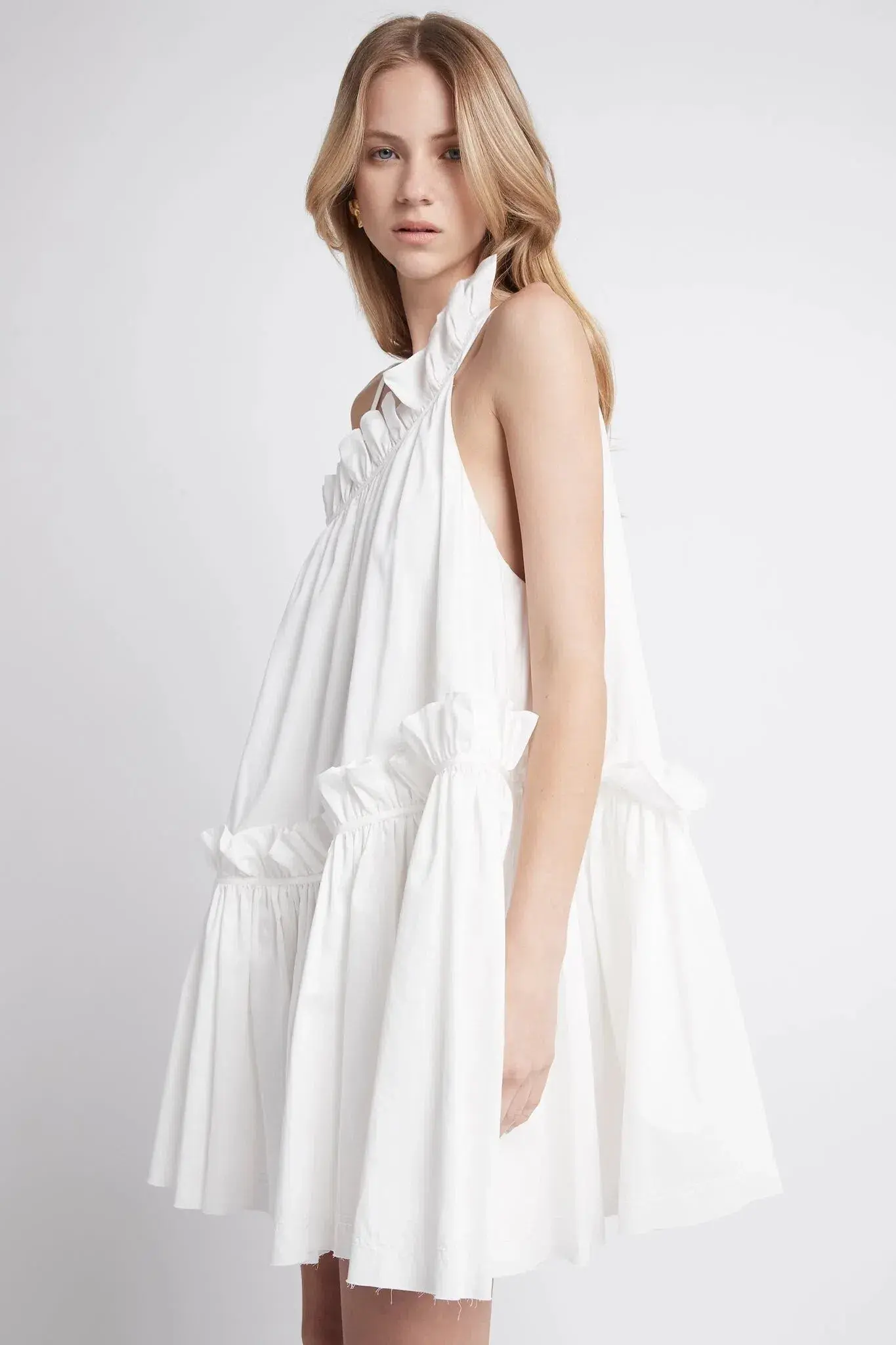 Aje Romance Asymmetric Mini Dress Ivory Size 8  - Image 2