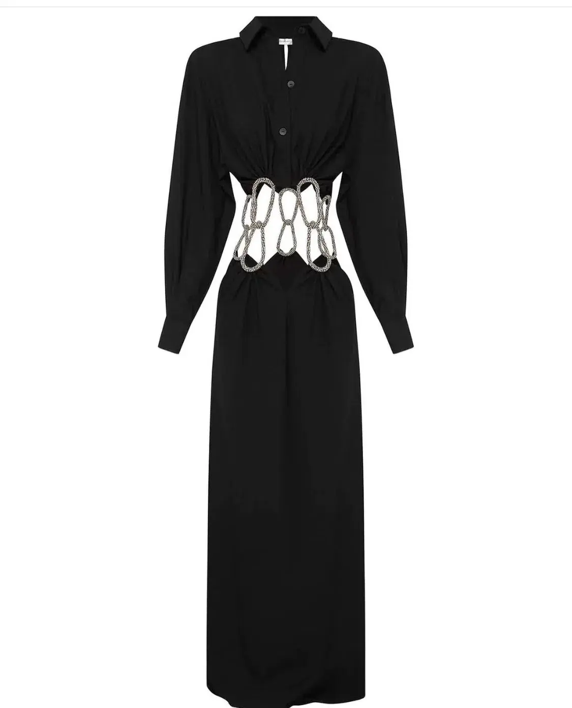 Christopher Esber Pendulant Crystal Linked Long Sleeve Dress Black Size 6  - Image 2