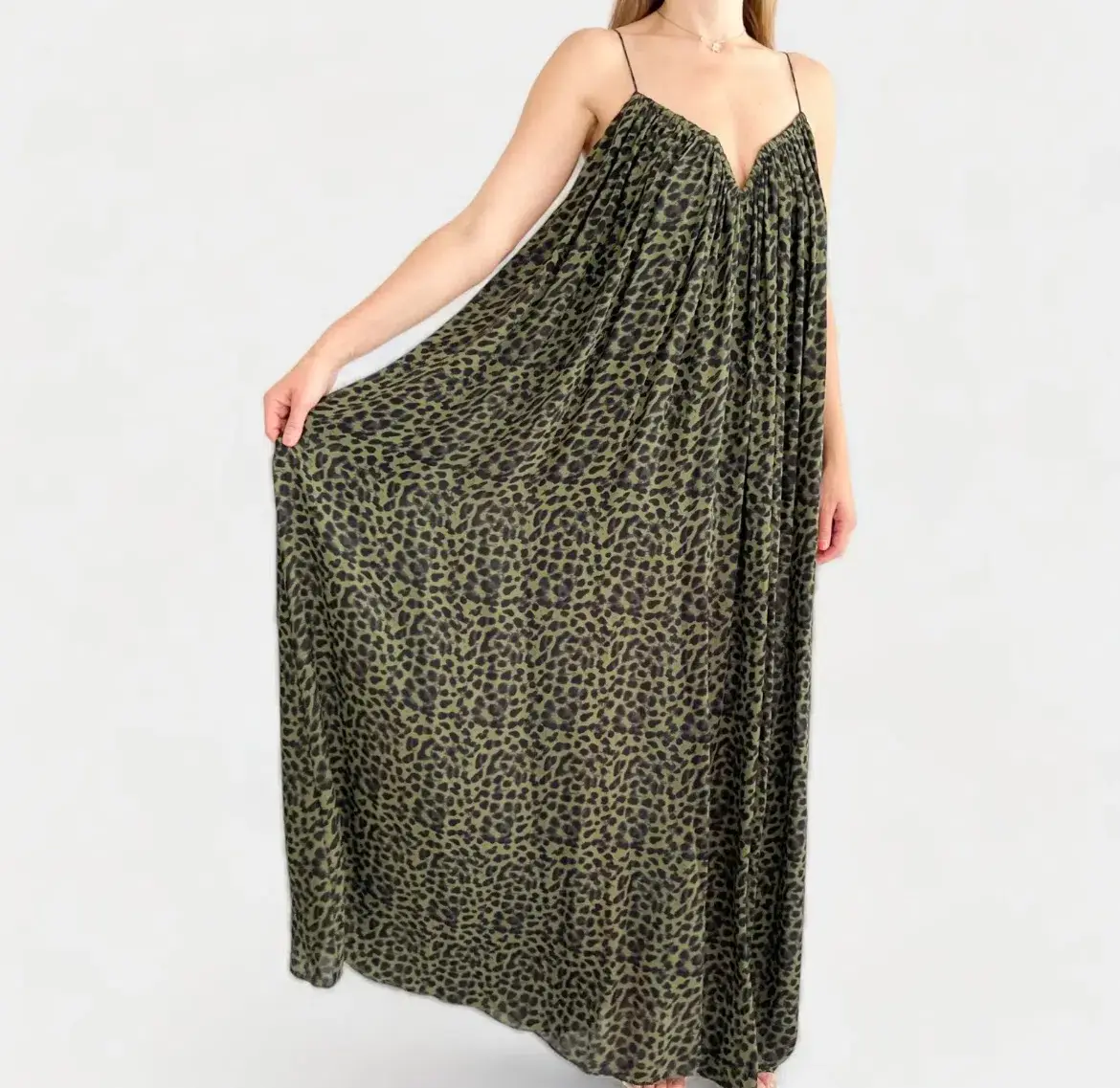 Camilla And Marc Tatami Full Maxi Dress Green Animal Print Size 8 - Image 4